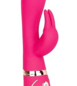 Розовый силиконовый вибратор с клиторальным отростком Signature Silicone Ultra-Soft Rabbit - 22,75 см.