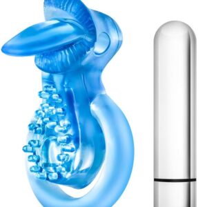 Голубое эрекционное виброкольцо 10 Function Vibrating Tongue Ring