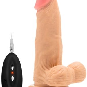 Телесный вибратор-реалистик Vibrating Realistic Cock 6 With Scrotum - 15 см.