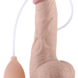 Телесный фаллоимитатор с имитацией эякуляции Soft Ejaculation Cock With Ball 8 - 17,8 см.