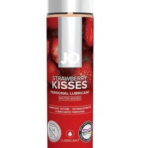 Лубрикант на водной основе с ароматом клубники JO Flavored Strawberry Kisses - 120 мл.