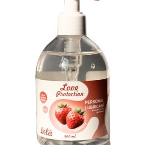 Лубрикант на водной снове Love Protection Strawberry с ароматом клубники - 300 мл.